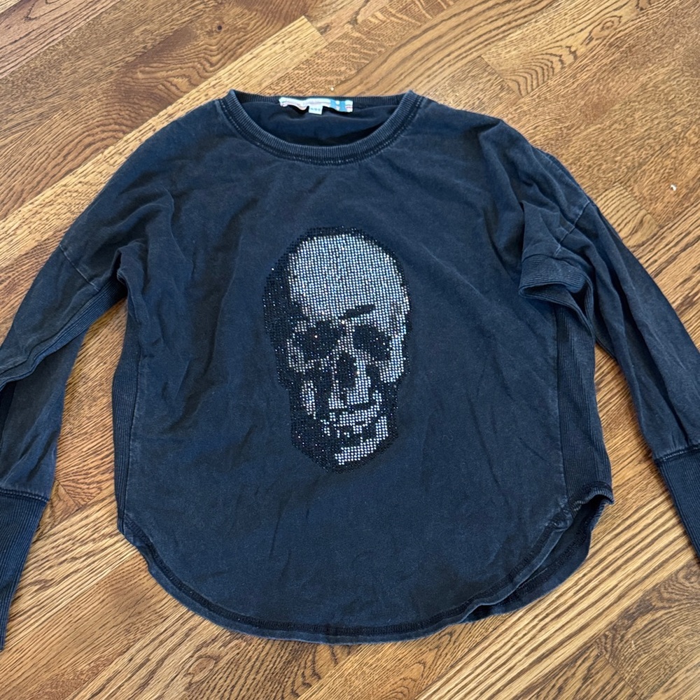 Vintage Havana Girls Black Skull Graphic Long Sleeve Shirt Size Medium